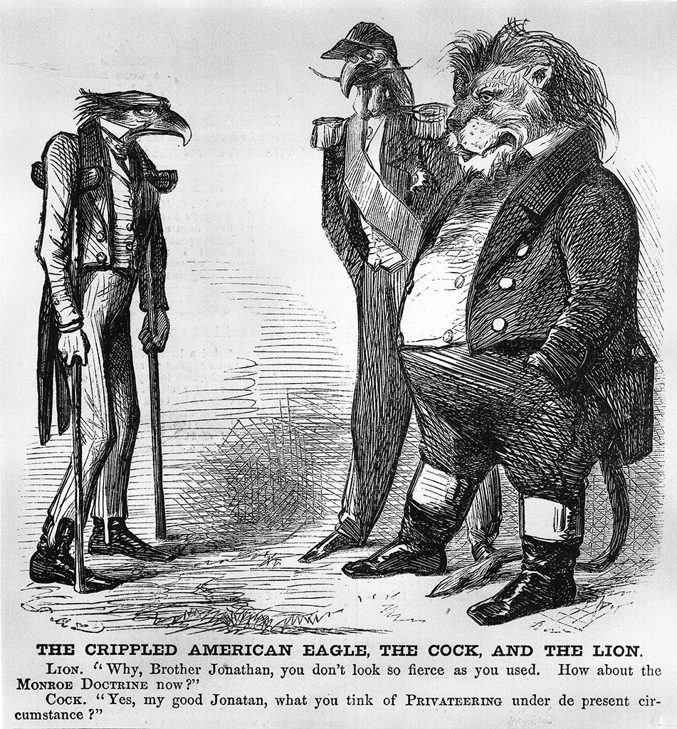'The Crippled American Eagle, the Cock, and the Lion'