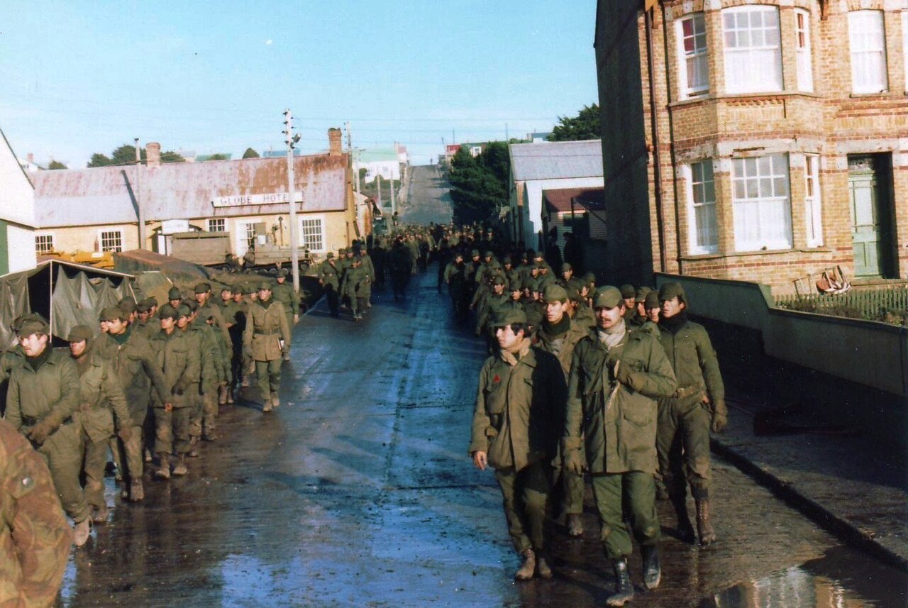 Argentine prisoners of war in Stanley, June 1982