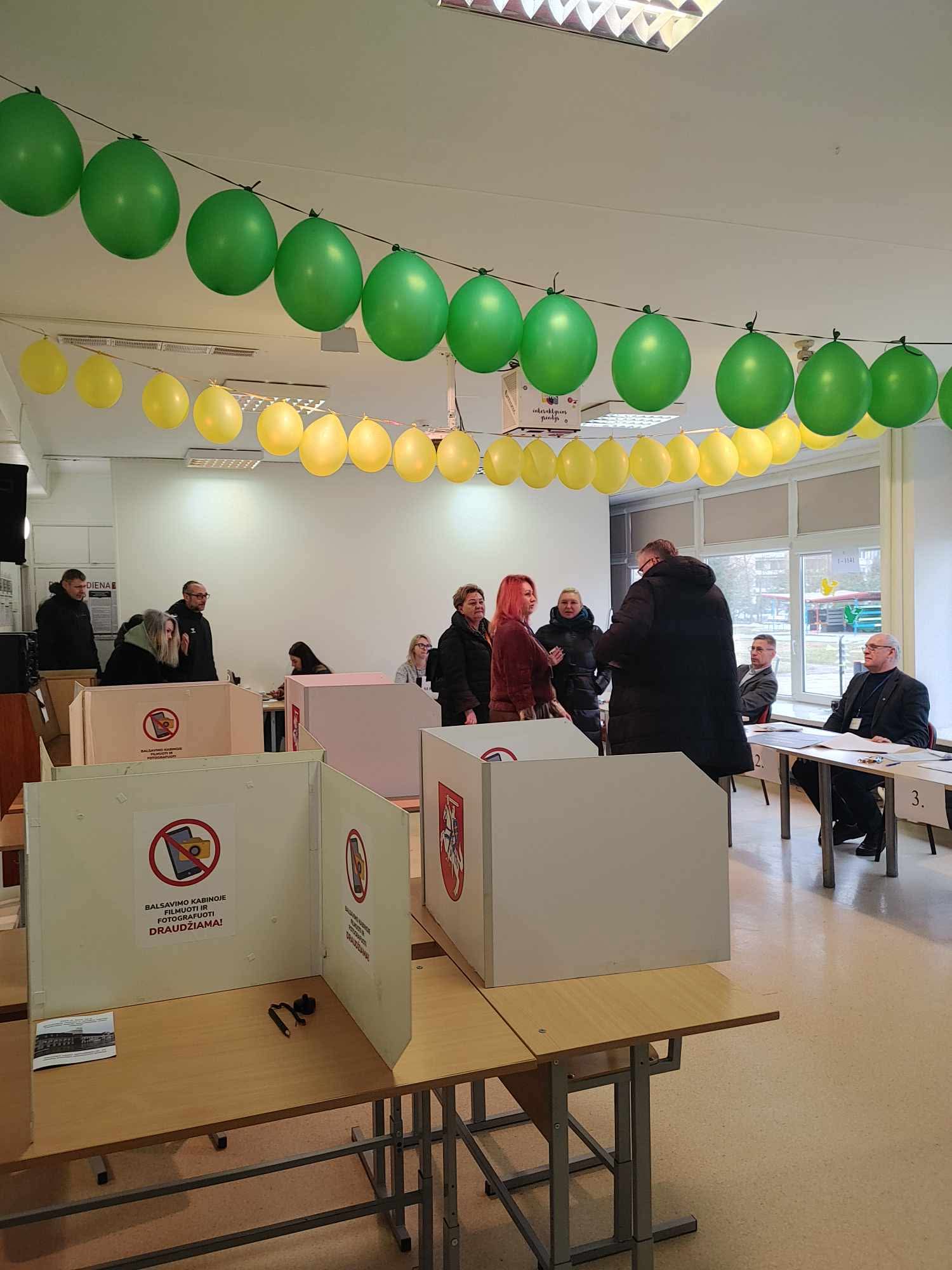 Voting booths at a Lithuanian polling station