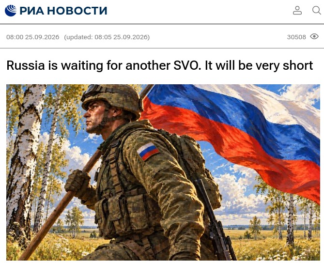 Screenshot of a RIA Novosti article 'Russia is waiting for another SVO'